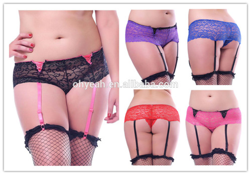 Colorful lace panty with elastic garter