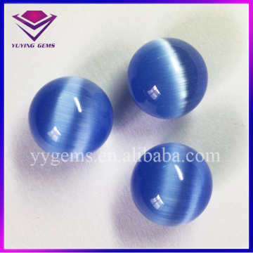 Factory Direct Sell Cabochon Cut Ball Shape Blue Cat's Eye Gem Stone Ball
