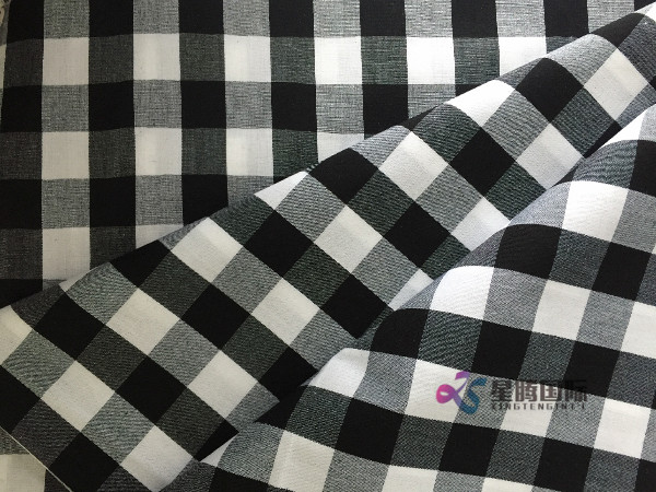 White And Black Check Plain Fabric