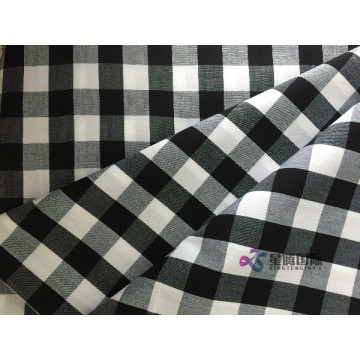 White And Black Check Plain Fabric