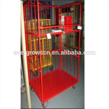 Galvanized steel collapsible rolling plastic container storage