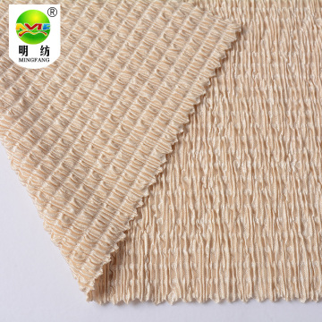 Wholesale 100 polyester white pleated stretchly fabric