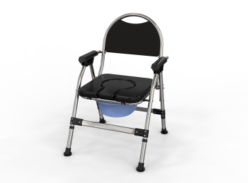 Stainless Steel Foldable Commode Chair with Soft Pads