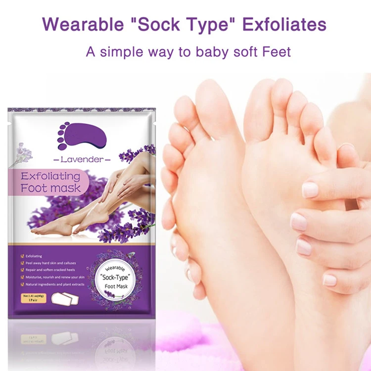 Custom Lavender Baby Feet Exfoliating Foot Peeling SPA Sock Mask