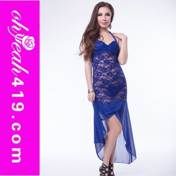 Hot sale fat women lace dress patterns blue tight women dress