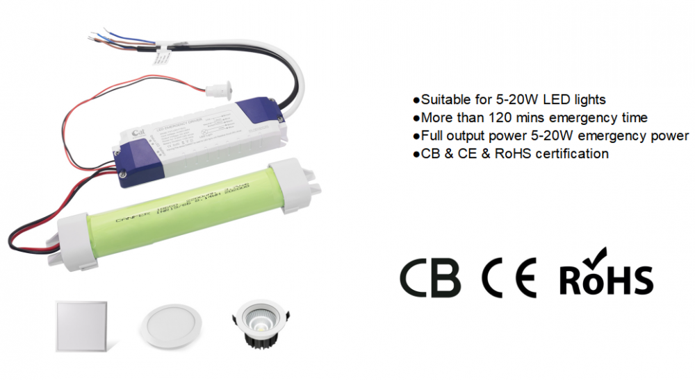 Paquete de batería de emergencia LED para luminaria LED