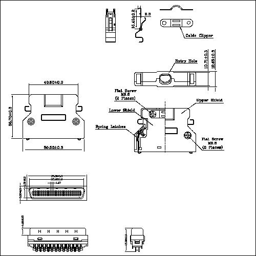 1.27mm Series Shielded Backshell Kits 50P Str 1.27mm Series Shielded Backshell Kits 50P Str