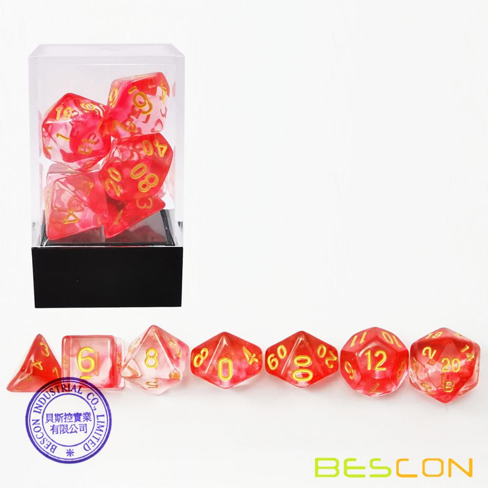 Crystal Blush Polyhedral Rpg Dice For Dnd 3