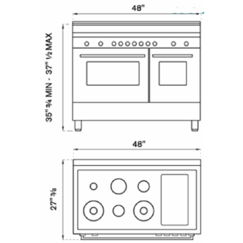 48 All-Gas Range 6 Brass Burner e Griddle