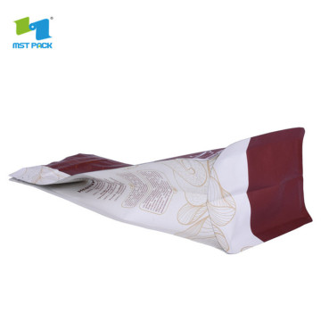 sacs à café en plastique ziplock à fond plat blanc mat personnalisé