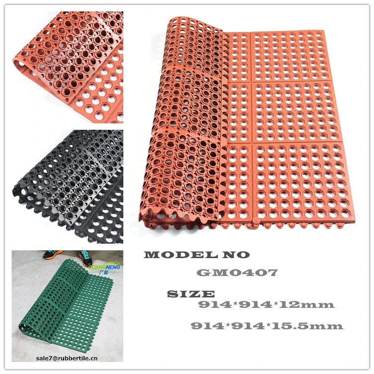 Anti Fatigue Perforated Kitchen Floor Rubber Mat with Holes