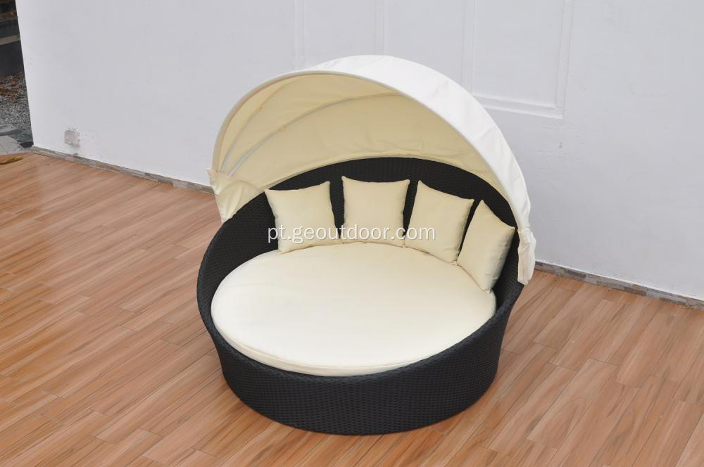 rattan tecelagem de alumínio vermelho e branco rodada sunbed