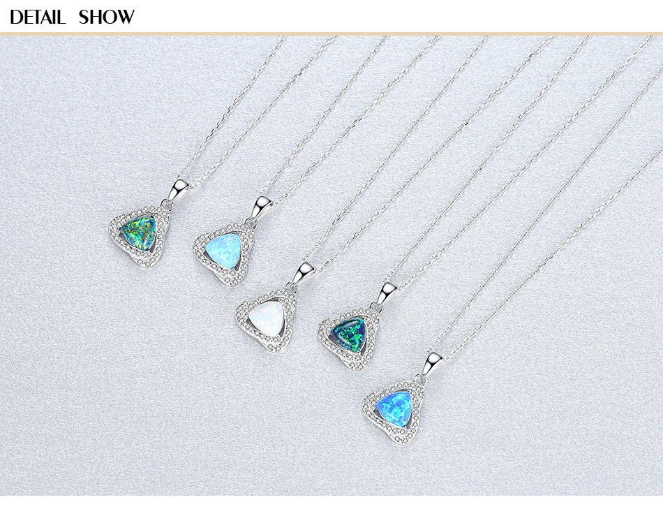 Classic Multicolor 925 Sterling Silver CZ Opal Pendant Necklace