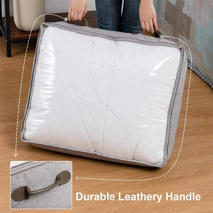 The Lager Capacity Hanging Portable Zipper Foldable Underbed Clothes Quilt Fabric Storage Bag