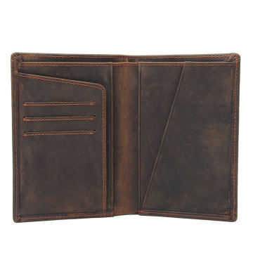 Vintage head layer leather passport bag card holder