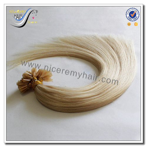 Wholesale top quality pre bonded u tip hair extensions white silky straight 100% russian virgin human hair