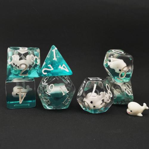 Übergroßer DND -Tierwürfel von Beton -Delphin, Riesen 7pcs Delphin Polyedral D &amp; D Dice Set, große Dungeons und Drachenwürfel großer Größe