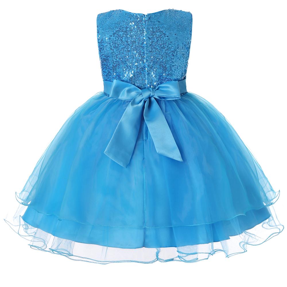 Hot Selling Wholesale Children Kids Girls Boutique Clothing Bowknot Sleeveless baby girl party Sequins dress with flowers