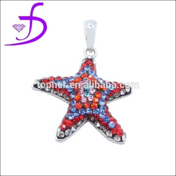 colourful CZ pendant starfish gemstone jewelry colourful starfish pendant