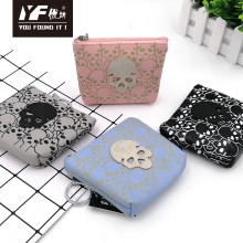 Skull flower style PU coin purse