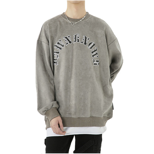 Erkekler Vintage Mektubu İşlemeli kazak sweatshirt