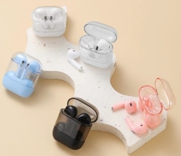 Wireless multiple colors TWS earbuds transparent