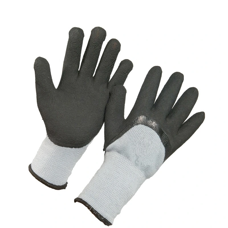 10 Gauge Acrylic Shell Napping Liner Black Latex Foam Coated Winter Gloves