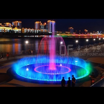 Ground colorful fountain with misting /fog