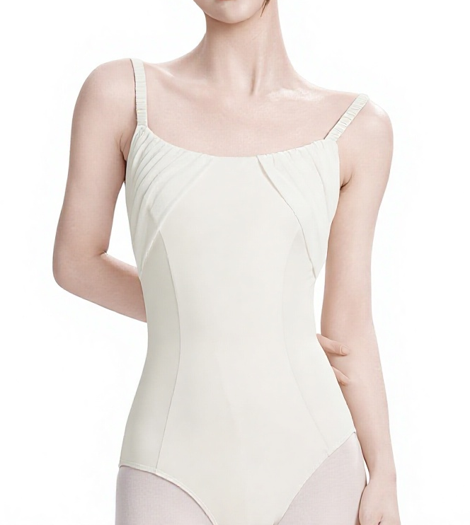 Женский плиссированный нейлоновый купальник без рукавов с ремешками Women's Strappy Pleated Nylon Sleeveless Leotard