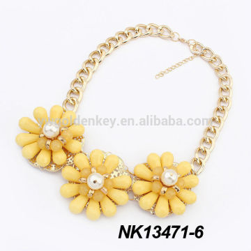 2014 Short Chain fashion mental flower bead necklace