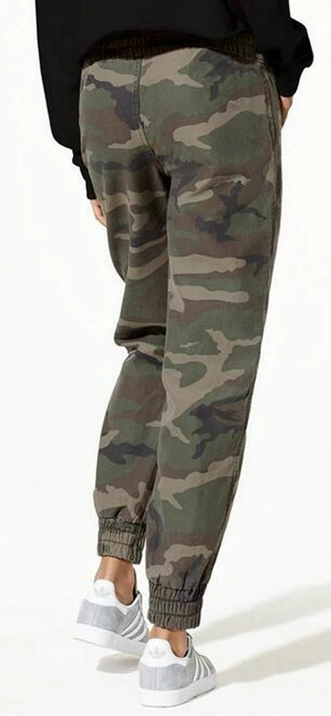 Womens Elastic Waist Camo Haren Workout Casual Trouser