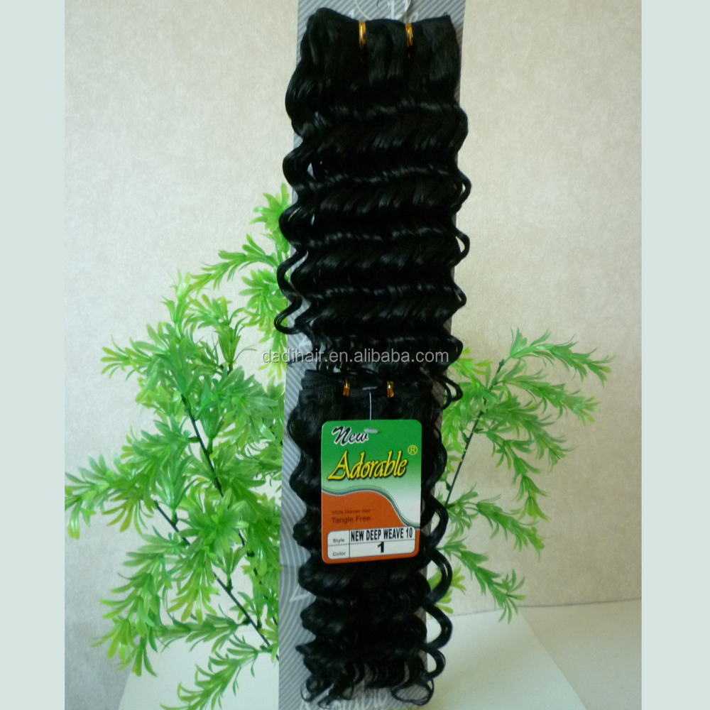 Adorable hair, 4 different size indian synthetic deep curly hair weft, Quattro Ripple deep wave hair weave with fringe