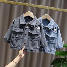 Children's jacket spring and autumn baby denim jackets big pocket mouse print girls denim jackets