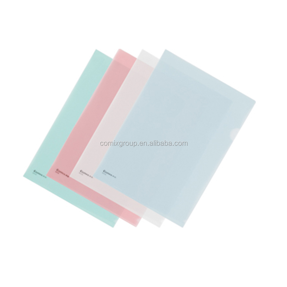 Comix Low price High quality A4 transparent L-shape plastic Pocket folder / File Folder