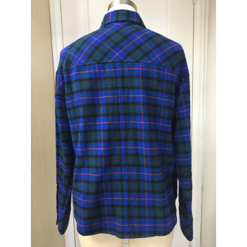 Damen Navy Plaid Langarmhemd