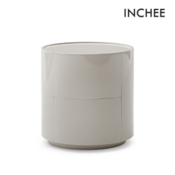 Modern Style White Round Solid Wood Bedside Tables