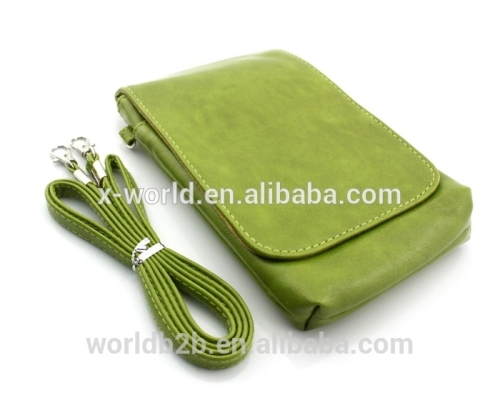 Leather Wallet Purse with Shoulder Strap for Cellphone and Cards