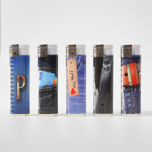 Soft flame jeans pattern wrapper piezo lighter