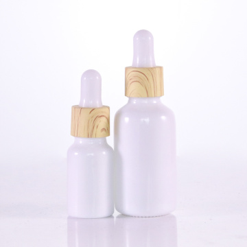 White Glass Bottle With Printed Bamboo Dropper Cap