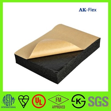 Sound deadening adhesive backed foam rubber heat insulation material