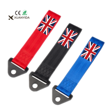 High-Quality Black Blue Red British Flag Car Tow Straps