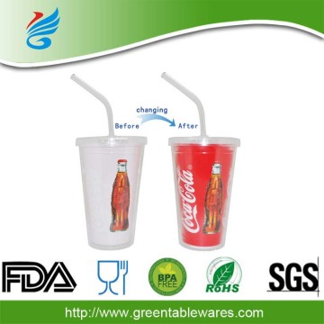 plastic cold color changing beer cup for promotion