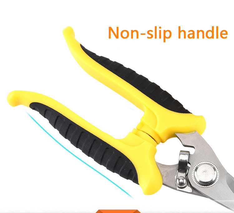 Non-slip handle Stainless steel garden scissors pruning tree branch shears fruit tree pruning black/yellow handle scissors