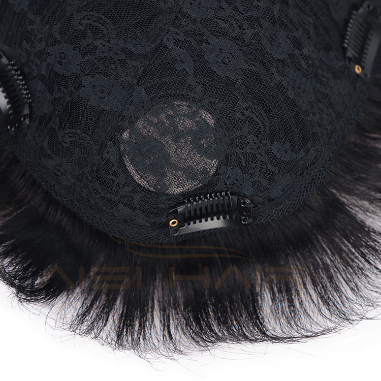 Aisi Hair 100% Human  Hair Men Toupee Human Hair Man Hairpieces Natural Black Machine Made Men Toupee with Clips