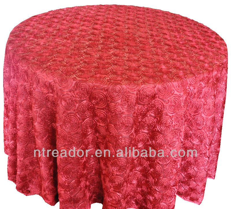 fushia rosette tablecloth for wedding decoration