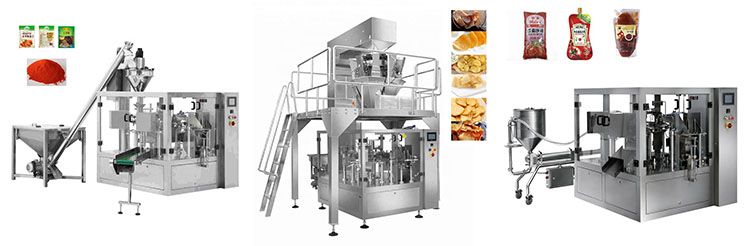 Premade Bag Food Filling Sealing Packaging Machine For Liqud Powder Solid