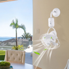 White Wall Mount Oscillating Ceiling Fan - HSG Design Style 16 Inch