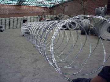 Barbed razor wire cross type