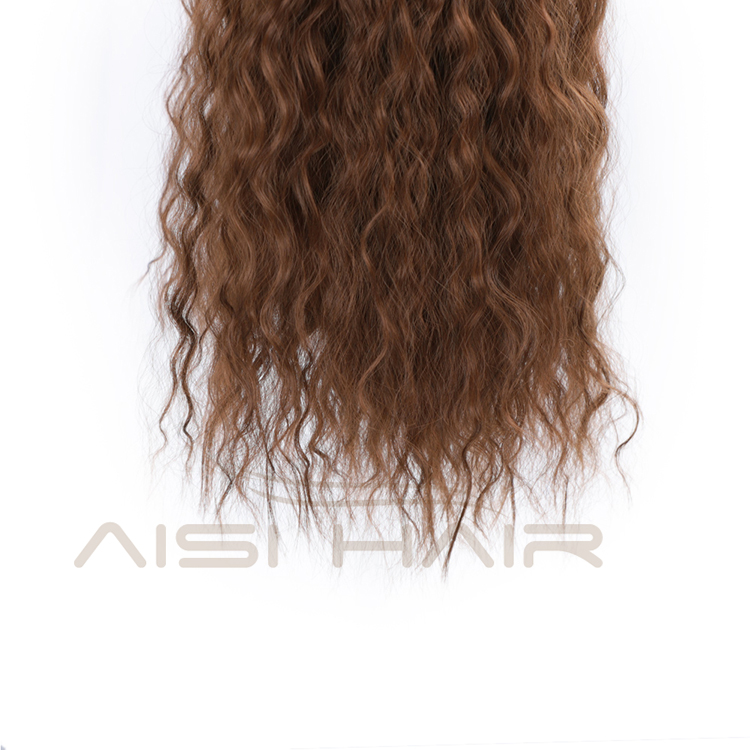 Aisi Hair Long Water Wave Outdoor Hat Knit Slouchy Party Hat Synthetic Light Brown Fiber Hair Extension With Black Cap For Women