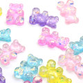 Glitter Artificial Bear Resin Beads Flatback Cabochon Gummy Bear Charms for Keychain Ornament Jewelry Making